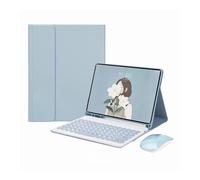 HongHeFu Accesorios, Round Keycap Keyboard Pen Slot TPU Leather Case Suitable for Samsung Galaxy Tab S6 Lite-10.4 inch/P610/P615/P613/P619(Sky Blue+Keyboard+Mouse)