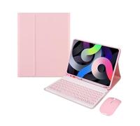HongHeFu Accesorios, Round Keycap Keyboard Pen Slot TPU Leather Case Suitable for Samsung Galaxy Tab S6 Lite-10.4 inch/P610/P615/P613/P619(Pink+Keyboard+Mouse)