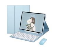 HongHeFu Accesorios, Round Keycap Keyboard Pen Slot TPU Leather Case Suitable for Samsung Galaxy Tab S6 Lite-10.4 inch/P610/P615/P613/P619(Sky Blue+keyboard2+Mouse)
