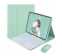 HongHeFu Accesorios, Round Keycap Keyboard Pen Slot TPU Leather Case Suitable for Samsung Galaxy Tab S11 X730/X736B 2025(Green+Touch Backlit KB+Mouse)