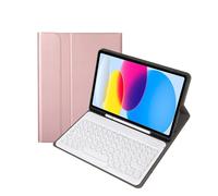 HongHeFu Accesorios, Round Keycap Keyboard Tablet Protective Cover Suitable for Samsung Galaxy Tab S10 FE/S9FE/S9/S8/S7-11 Inch(Rose Gold+Keyboard)