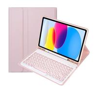HongHeFu Accesorios, Round Keycap Keyboard Tablet Protective Cover Suitable for Samsung Galaxy Tab S10 plus/S9plus/S9FEplus/S8+/S7FE/S7plus 12.4-Inch(Pink+Keyboard)
