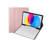 HongHeFu Accesorios, Round Keycap Keyboard Tablet Protective Cover Suitable for Samsung Galaxy Tab S10 plus/S9plus/S9FEplus/S8+/S7FE/S7plus 12.4-Inch(Rose Gold+Touch Keyboard)