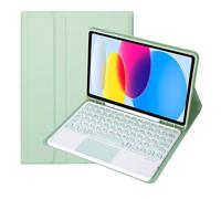 HongHeFu Accesorios, Round Keycap Keyboard Tablet Protective Cover Suitable for Samsung Galaxy Tab S10 FE/S9FE/S9/S8/S7-11 Inch(Matcha Green+Touch Keyboard)