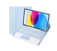 HongHeFu Accesorios, Round Keycap Keyboard Tablet Protective Cover Suitable for Samsung Galaxy Tab S10 FE/S9FE/S9/S8/S7-11 Inch(Ice Blue+Touch Keyboard Pad)