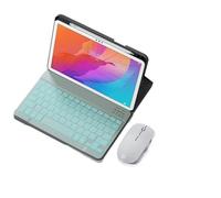 HongHeFu Accesorios, Silicone+Leather Protective Case with Pen Slot, Detachable Keyboard Suitable for Huawei matePad SE 10.4 Inch(Black+White Backlit KB+Mouse)