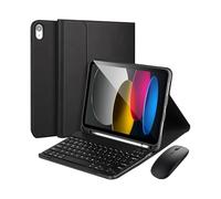HongHeFu Accesorios, Tablet Protective Case with Keyboard and Mouse Set Suitable for iPad Pro 13 Inches 2024(Square Keyboard+Mouse+Black)