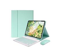 HongHeFu Accesorios, Tablet Protective Cover Keyboard Set with Pen Slot Suitable for iPad 11th Gen(A16/2025)/10th Generation-10.9 Inches Universal(Green+Green Keyboard+Mouse)