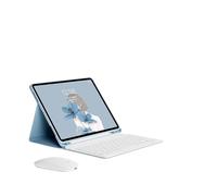 HongHeFu Accesorios, Tablet Protective Cover Keyboard Set with Pen Slot Suitable for iPad Pro 12.9 Inch 2022/2021/2020 Universal(Mist Blue+White Keyboard+Mouse)