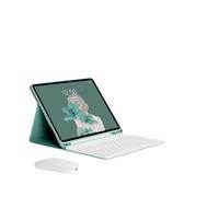 HongHeFu Accesorios, Tablet Protective Cover Keyboard Set with Pen Slot Suitable for iPad Pro 12.9 Inch 2022/2021/2020 Universal(Dark Green+White Keyboard+Mouse)