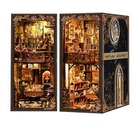 Honghuang Kit De Miniaturas De Madera para Crear Un Rincón De Libros, Caja Oscura Estuche Misterioso Sujetalibros, Rompecabezas 3D con Estantería Luminosa, Regalo De Cumpleaños para Adultos BV02-017