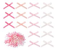 HonGien 100 mini lazos de cinta rosa mezclados pequeños lazos de satén atados a mano, bonitos lazos pequeños para manualidades, costura, álbumes de recortes, fiesta de Navidad, boda y envoltura de