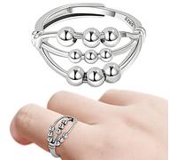 Hongjingda la Ansiedad Sterling, Aleja su Fidget Perlas Círculo de ansiedad, Fidget Jewelry Anillo de dedo con nueve perlas para niña