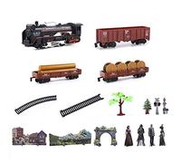 Hongjingda Tren Antiguo | Tren locomotor para niños,Juguetes Tren para niños Que Funcionan con Pilas con Pistas Coches Motor Locomotora, Coche Carga y Pista Larga