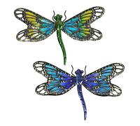 HONGLAND 2 piezas de libélula de metal para decoración de pared al aire libre, arte de pared de libélula para el hogar, jardín, degradado azul y verde