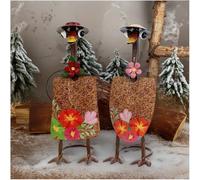 HONGLAND Arte de jardín de pato de metal, palas, adornos, decoración de jardín de patios al aire libre, decoración de jardín de granja, patio, césped, decoración de Navidad, paquete de 2