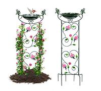 HONGLAND Baños para pájaros de Enrejado para Exteriores, 101 cm de Altura, comedero de pájaros, decoración Vintage para Patio, Cuenco de baño para pájaros Que se Puede emparejar, Bomba de Fuente