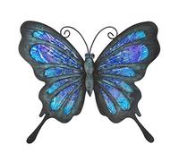 HONGLAND Decoración de pared de mariposa de metal para exteriores, escultura para colgar en el jardín, color azul para el hogar y el jardín