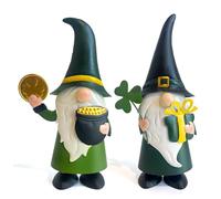 HONGLAND Decoración del día de San Patricio al Aire Libre, gnomos Verdes de Metal, Figura de Duende irlandés, decoración del día de San Patricio, gnomo de trébol de la Suerte para el hogar, Exterior