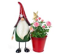 HONGLAND Gnomos de Metal para Exteriores, Estatua de gnomos de jardín de 13 Pulgadas, Figura de Papá Noel, césped, Patio, decoración de jardín