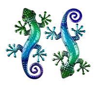 HONGLAND Metal Gecko Wall Art 15 Inch Lizard Outdoor Decor Lizards Garden Sculpture for Yard Fence 2 Pack