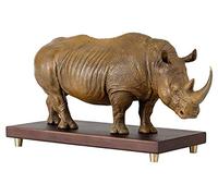 HongLianRiven Escultura Estatua de mesa Estatua de rinoceronte Decoración, Simulación Animal Joyería Bronce Artesanía Escultura Modelo Hogar Sala Escritorio Gabinete Exhibición Colección Figuras de