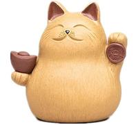 HongLianRiven Escultura Estatua de mesa Té Mascota Gato de la suerte Adornos Escultura hecha a mano Estatua Decoración del hogar Juego de té Bandeja de té Accesorios de decoración Figuras Regalos