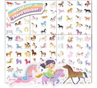 Hongma Pegatinas brillantes con diseño de caballo con efecto brillante, 6 unidades, más de 150 diseños brillantes, pegatinas holográficas para niños, niñas, álbumes de recortes, álbumes de fotos