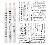 Hongma Velas tatuaje para velas, 4 unidades, con refranes de luz de la suerte, tatuajes de suerte, tatuaje para velas, lámina para velas, pegatinas de tatuaje