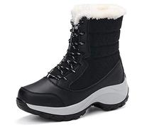 HONGMING Botas de invierno para mujer, botas de nieve, botas de plataforma de talla grande, botas calidas para mujer, Negro, 35 M EU