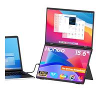 HONGO 15.6" Monitor Portátil, Extensor Pantalla Portatil 1080P HDR 360° Rotación Triple Monitors con Soporte, Portable Monitor USB-C, Plegable Doble Pantalla para Laptop PC Mac Phone PS4/5 (No Driver)