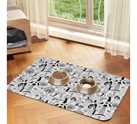 Hongo Blanco y Negro,Tapete Impermeable para Comida de Mascotas, manteles Individuales para Comida y Agua para Perros y Gatos, tapetes de Cuero sintético para Comida.,40x60cm