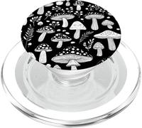 Hongo Estetica Hongos Patron Impresion Nero Blanco PopSockets PopGrip para MagSafe