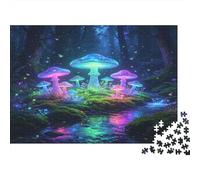 Hongo Fantasía Luminoso Puzzle de 1000 Piezas Papel para Adultos Bosque Nocturno Encantado Decoración Hogar Relajación Diversión en Familia 70x50cm/1000pcs