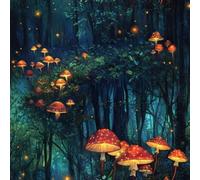 Hongo lindo Papel tapiz despegable y adhesivo 45cm x 1000cm , Bosque nocturno de hadas de hongos Papel de contacto autoadhesivo, revestimiento de pared para la decoración de encimeras de gabinetes de