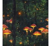 Hongo lindo Papel tapiz despegable y adhesivo 45cm x 1000cm , Bosque nocturno de hadas de hongos Papel de contacto autoadhesivo, revestimiento de pared para la decoración de encimeras de gabinetes de