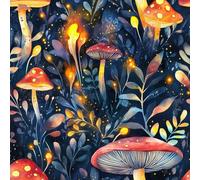 Hongo lindo Papel tapiz despegable y adhesivo 45cm x 600cm , Bosque nocturno de hadas de hongos Papel de contacto autoadhesivo, revestimiento de pared para la decoración de encimeras de gabinetes de d