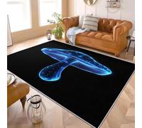 Hongo Minimalista de Ciencia FiccióN Alfombra de Franela Antideslizante Negro Alfombras Lavables de Pelo Corto, Hipoalergénica, Alfombra Interior para Salón, Dormitorio y Entrada 160x230 cm