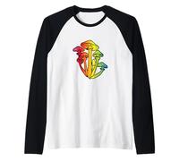 Hongos Arco Iris Lindo Colorido Micología Cultivo Champiñones Camiseta Manga Raglan