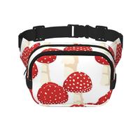 Hongos Rojos amanita muscaria,Riñonera Cuadrada de Doble Capa, Bolso de Viaje, Bolso Informal para el Pecho.