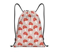 Hongos Rojos Bolsa Mochila Cuerdas Deportiva Ligera Bolsa con Cordón para Mujeres Hombres Vacaciones 36X42Cm