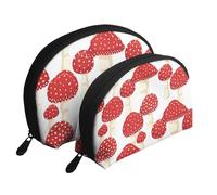 Hongos Rojos del agárico de Mosca, Bolsa de Maquillaje de Concha, Monedero pequeño para Mujer, Bolsa de artículos de tocador, Bolsa de cosméticos, 2 Piezas