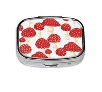 Hongos rojos del agárico de mosca, Pastillero cuadrado para bolsillo o monedero, pequeño contenedor de pastillas, organizador de pastillas de viaje