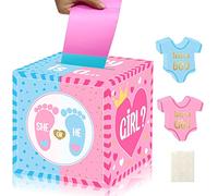 hongpar Juego de revelación de género para bebé, caja de votación con 60 tarjetas de votación, niño o niña, suministros de fiesta, rosa y azul