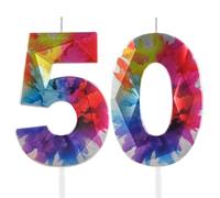 Hongplus Vela colorida con el número 50 de graffiti, paquete de 2, velas de cumpleaños 50, decoración de tartas, multicolor, moderna, temática de graffiti, ecológica, se necesita supervisión de un