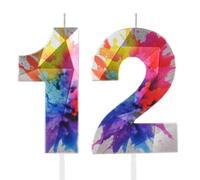Hongplus Vela Colorida del Número 12 de Graffiti, 2 Velas de Cumpleaños, Decoraciones Coloridas para Tartas para Niños y Niñas