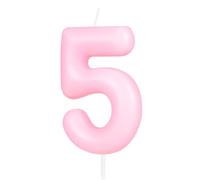 Hongplus Vela rosa macarrón con el número 5, vela de 5 cumpleaños, velas de feliz cumpleaños rosa macarrón para pastel, decoración de pastel rosa para niñas y mujeres, suministros de decoración de