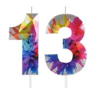 Hongplus Velas coloridas de graffiti número 13, paquete de 2 unidades de 1.6 x 3 pulgadas, cada cera respetuosa con el medio ambiente, perfecta para tartas de cumpleaños y fiestas