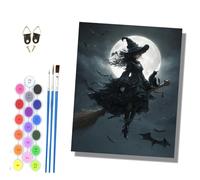 HONGPZH Pintura por Números Adultos Principiantes con Pinceles y Pinturas Acrílicas de Lienzo Decoración para el Hogar sin Marco 40 x 50 cmBruja montando una escoba