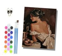 HONGPZH Pintura por Números Adultos Principiantes con Pinceles y Pinturas Acrílicas de Lienzo Decoración para el Hogar sin Marco 40 x 50 cmUna mujer elegante con un vestido sin espalda
